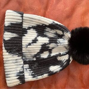Capelli of New York Black and White Tie-Dye Pom Beanie - Kids